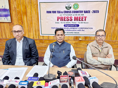 Tripura Tea Board Corporation Chairman addressed a press conference at Birchandra Central Library in Agartala on December 15 to highlight ‘Run for Tea and Cross CountryRace-2025’.